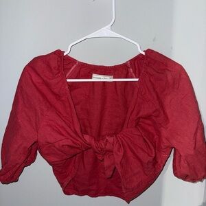 Abercrombie & Fitch Crimson Tie-Front Blouse